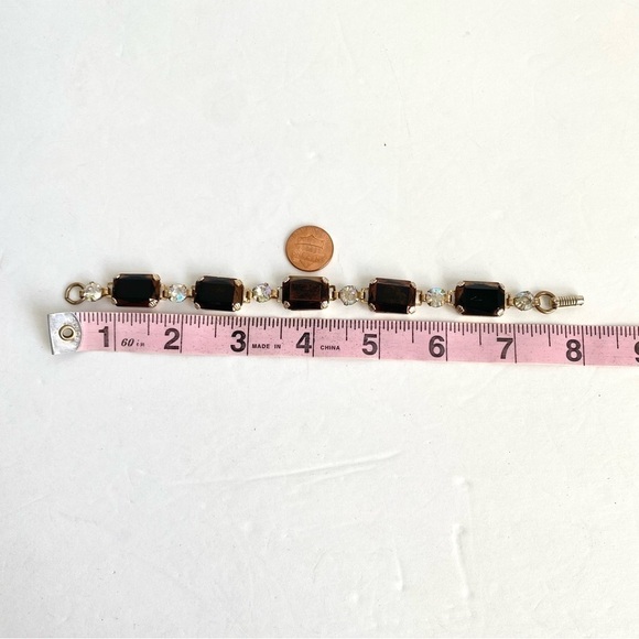 Vintage Root Beer Brown Rhinestone Bracelet Iridescent Aurora Borealis Crystal - Picture 8 of 8